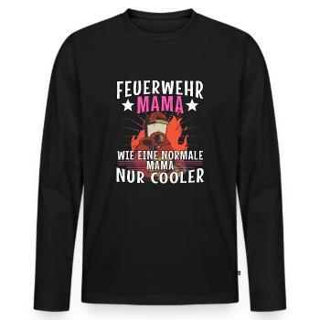 Feuerwehr Mama lustige Berufsfeuerwehr Sprüche - Männer Premium Bio Langarmshirt - Schwarz - Vorne - Nico (187cm)