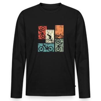 Ebike Cyclisme Retro E Vélo Vélo Batterie Vélo - T-shirt manches longues Premium bio Homme - noir - Devant - Nico (187cm)