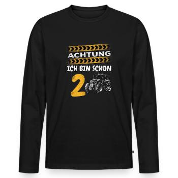 2 Geburtstag Tracktor 2 Jahre Kindergeburtstag - Männer Premium Bio Langarmshirt - Schwarz - Vorne - Nico (187cm)
