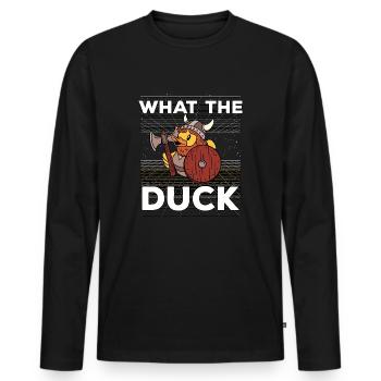 I like ducks What the Duck Yellow Ducks - Men's Premium Organic Long Sleeve Shirt - black - Front - Nico (187cm)