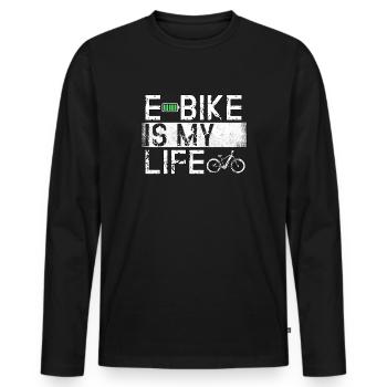 Ebike Cycling Retro E Bike Cyclist Battery Bike - Men's Premium Organic Long Sleeve Shirt - black - Front - Nico (187cm)
