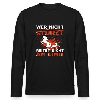 Lustige Pferde Reiten Sprüche Reiter Reiterin - Männer Premium Bio Langarmshirt - Schwarz - Vorne - Nico (187cm)