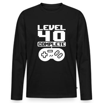 40ème anniversaire Niveau 40 Complete Retro Gamer - T-shirt manches longues Premium bio Homme - noir - Devant - Nico (187cm)