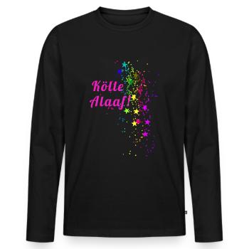 Kölle alaaf, confetti, carnival, stars - Men's Premium Organic Long Sleeve Shirt - black - Front - Nico (187cm)