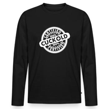 cuckold - Männer Premium Bio Langarmshirt - Schwarz - Vorne - Nico (187cm)
