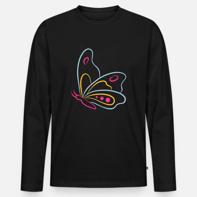 Butterfly de - Männer Premium Bio Langarmshirt - Schwarz
