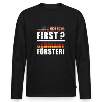 America First Germany - Männer Premium Bio Langarmshirt - Schwarz - Vorne - Nico (187cm)