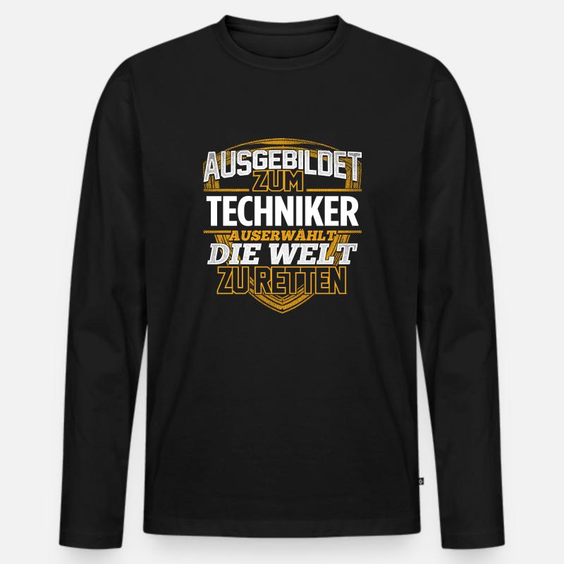 TECHNIKER - Der Auserwählte - Männer Premium Bio Langarmshirt - Schwarz