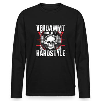Hardstyle - Ich liebe es - Männer Premium Bio Langarmshirt - Schwarz - Vorne - Nico (187cm)