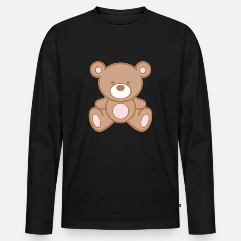 Teddy Bär - Comic Teddybär - Männer Premium Bio Langarmshirt - Schwarz