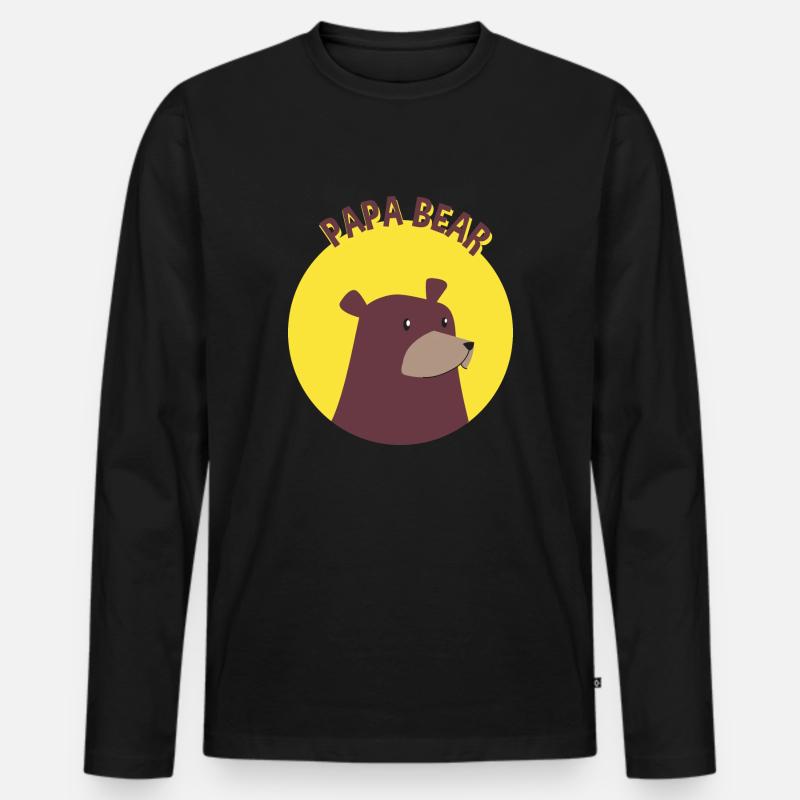 Papa Bear - Männer Premium Bio Langarmshirt - Schwarz