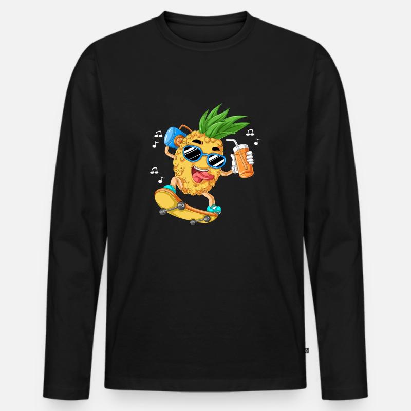 Ananas Skateboard - Männer Premium Bio Langarmshirt - Schwarz