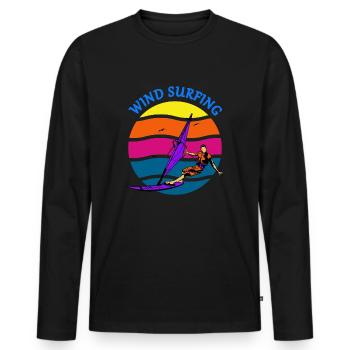 Windsurfing-Surfer-Sommer-Wassersport - Männer Premium Bio Langarmshirt - Schwarz - Vorne - Nico (187cm)