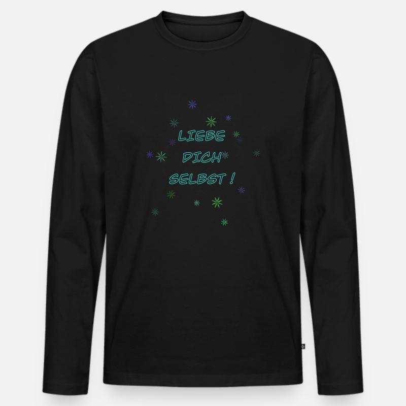 Liebe Dich selbst - Männer Premium Bio Langarmshirt - Schwarz
