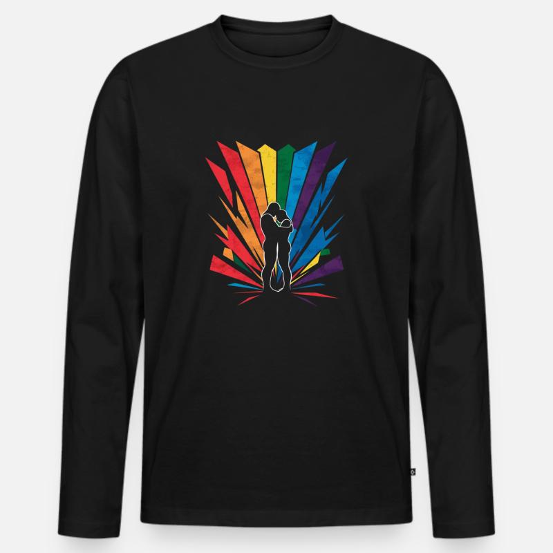 LGBT, Regenbogen-Pride-Monat - Männer Premium Bio Langarmshirt - Schwarz