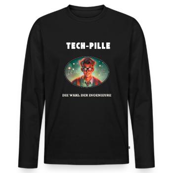 Tech Pill: Engineers' Choice - Men's Premium Organic Long Sleeve Shirt - black - Front - Nico (187cm)