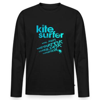 Kitesurfeur vs véliplanchiste - T-shirt manches longues Premium bio Homme - noir - Devant - Nico (187cm)
