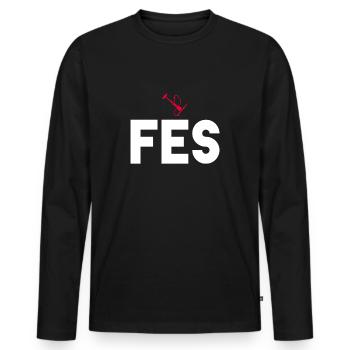 Fès Shisha Wasserpfeife Hookah - Männer Premium Bio Langarmshirt - Schwarz - Vorne - Nico (187cm)