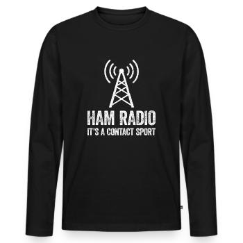 Ham Radio – It's the contact that counts - Men's Premium Organic Long Sleeve Shirt - black - Front - Nico (187cm)