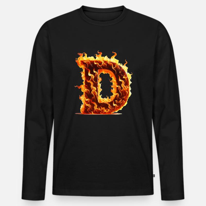 d buchstabe feuer - Männer Premium Bio Langarmshirt - Schwarz