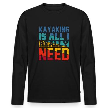 Kayaking Is All I Really Need Retro Colors - Men's Premium Organic Long Sleeve Shirt - black - Front - Nico (187cm)