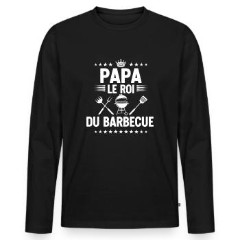 bbq roi du barbecue papa - T-shirt manches longues Premium bio Homme - noir - Devant - Nico (187cm)