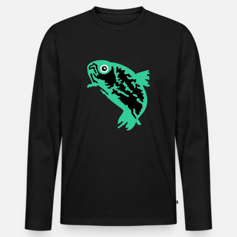 Forelle / Trout (3c) - Männer Premium Bio Langarmshirt - Schwarz