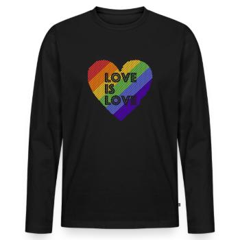 Love is Love, Gay Pride Rainbow - Men's Premium Organic Long Sleeve Shirt - black - Front - Nico (187cm)