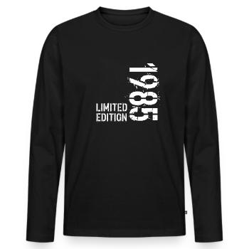 LIMITIERTE AUFLAGE 1985 - Männer Premium Bio Langarmshirt - Schwarz - Vorne - Nico (187cm)