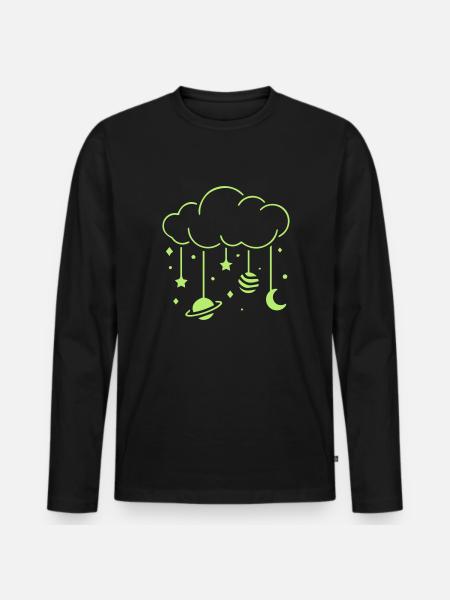 Clouds at night mobile - Men's Premium Organic Long Sleeve Shirt - black