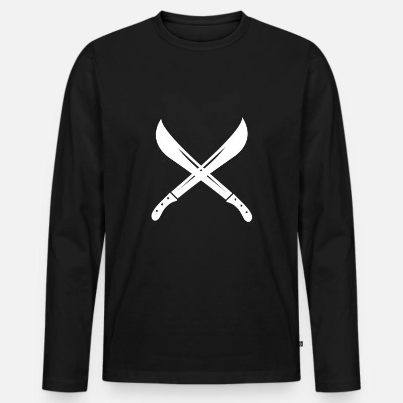 Messer - Männer Premium Bio Langarmshirt - Schwarz