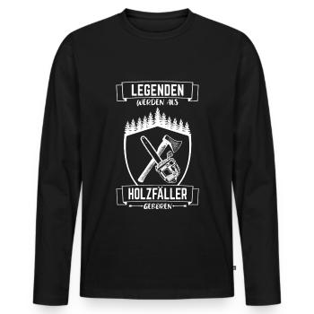 Holzfäller Waldarbeiter Wald Kettensäge Axt Holz - Männer Premium Bio Langarmshirt - Schwarz - Vorne - Nico (187cm)