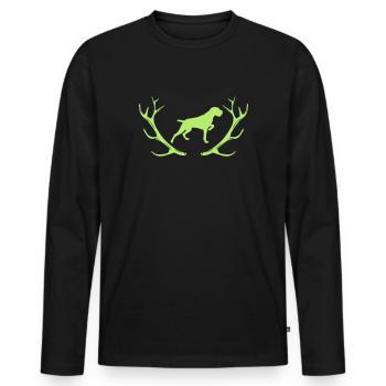 Poil d'Allemand - Bois - Silhouette - T-shirt manches longues Premium bio Homme - noir - Devant - Nico (187cm)