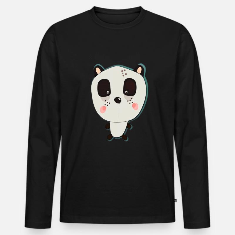 Happy Panda - Männer Premium Bio Langarmshirt - Schwarz