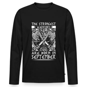 September - Viking - birthday - EN - Men's Premium Organic Long Sleeve Shirt - black - Front - Nico (187cm)
