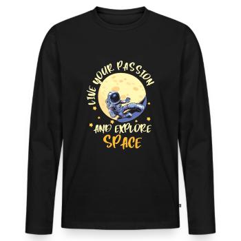 Space Shuttle Weightless Star Planet - Men's Premium Organic Long Sleeve Shirt - black - Front - Nico (187cm)