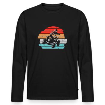 Quad Driver Vintage Graphic Quad Rider ATV - Men's Premium Organic Long Sleeve Shirt - black - Front - Nico (187cm)