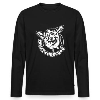 CRAZY CORGI DAD funny Welsh Corgi Wilsigns - Men's Premium Organic Long Sleeve Shirt - black - Front - Nico (187cm)