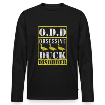 Entchen Badeente Erpel Wasservogel - Männer Premium Bio Langarmshirt - Schwarz - Vorne - Nico (187cm)