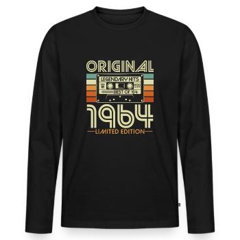 Original 1964 Jahrgang Vintage Geburtstag Retro - Männer Premium Bio Langarmshirt - Schwarz - Vorne - Nico (187cm)