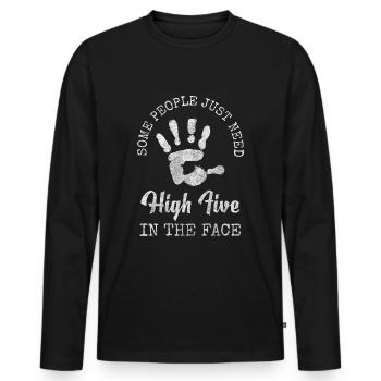 Humour noir Drôle de provocation Dictons - T-shirt manches longues Premium bio Homme - noir - Devant - Nico (187cm)