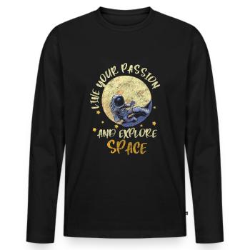 Space, Spaceflight, Weightless, Moon - Men's Premium Organic Long Sleeve Shirt - black - Front - Nico (187cm)
