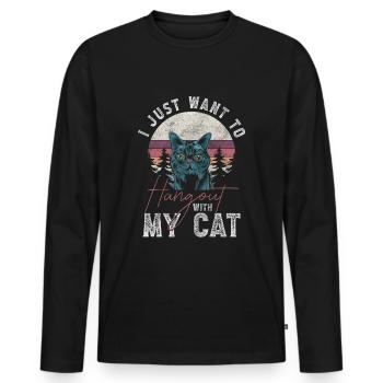 Cats, House Cat, Wild Cat, Cat Hair - Men's Premium Organic Long Sleeve Shirt - black - Front - Nico (187cm)