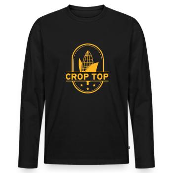 Crop Top - Men's Premium Organic Long Sleeve Shirt - black - Front - Nico (187cm)