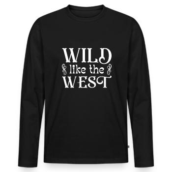 Wild wie der Westen - Männer Premium Bio Langarmshirt - Schwarz - Vorne - Nico (187cm)