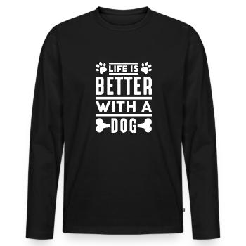 Life Is Better With A Dog - Men's Premium Organic Long Sleeve Shirt - black - Front - Nico (187cm)