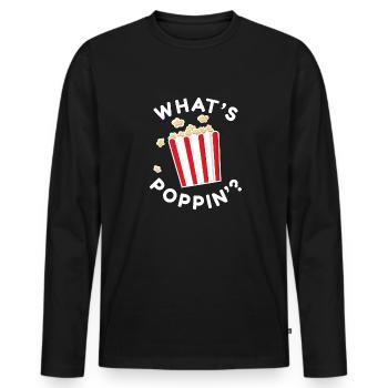 Qu’est-ce que Poppin' - T-shirt manches longues Premium bio Homme - noir - Devant - Nico (187cm)