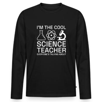 Je suis le professeur de sciences cool - T-shirt manches longues Premium bio Homme - noir - Devant - Nico (187cm)