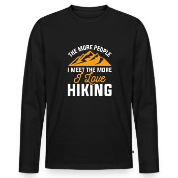 Ich liebe es zu wandern - Männer Premium Bio Langarmshirt - Schwarz - Vorne - Nico (187cm)