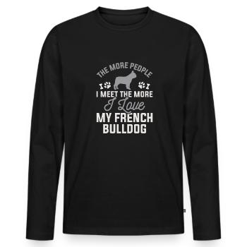 Ich liebe meine französische Bulldogge - Männer Premium Bio Langarmshirt - Schwarz - Vorne - Nico (187cm)